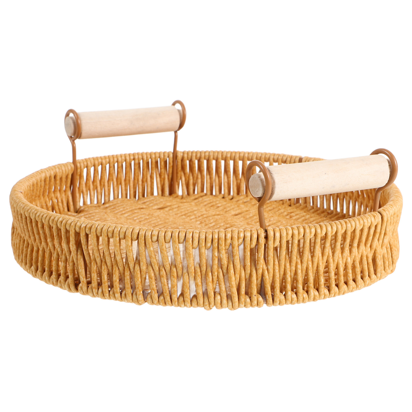 Rattan Tray Handle - Bandeja redonda de mimbre para servir