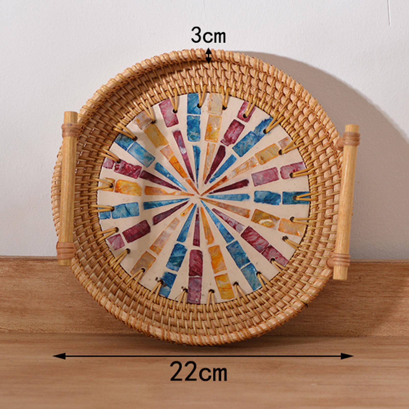 Rattan Tray Handle - Cesta Redonda de Mimbre Tejida a