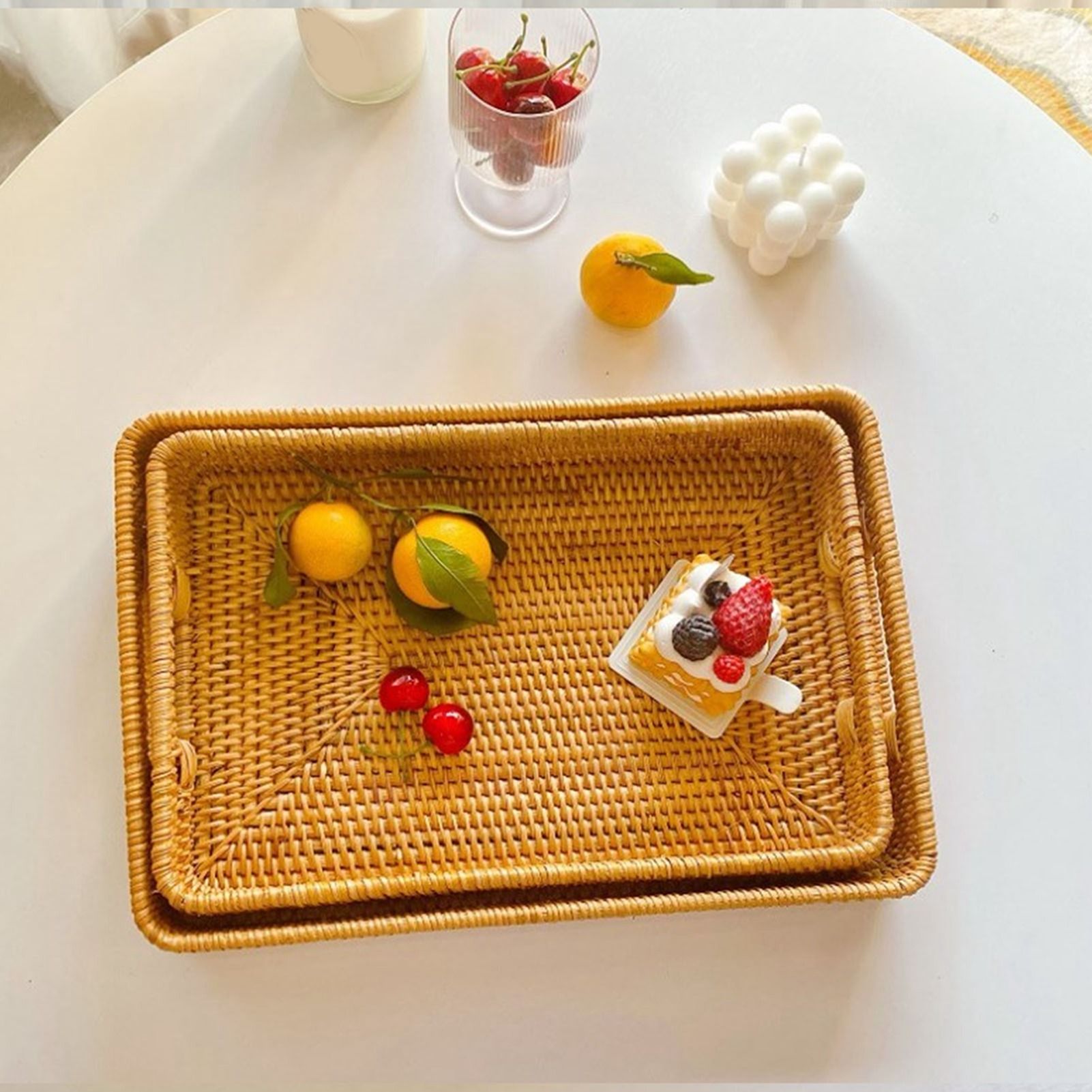 Cesta de Servicio E5 con Asas, - Rattan Tray Handle reseña y precio