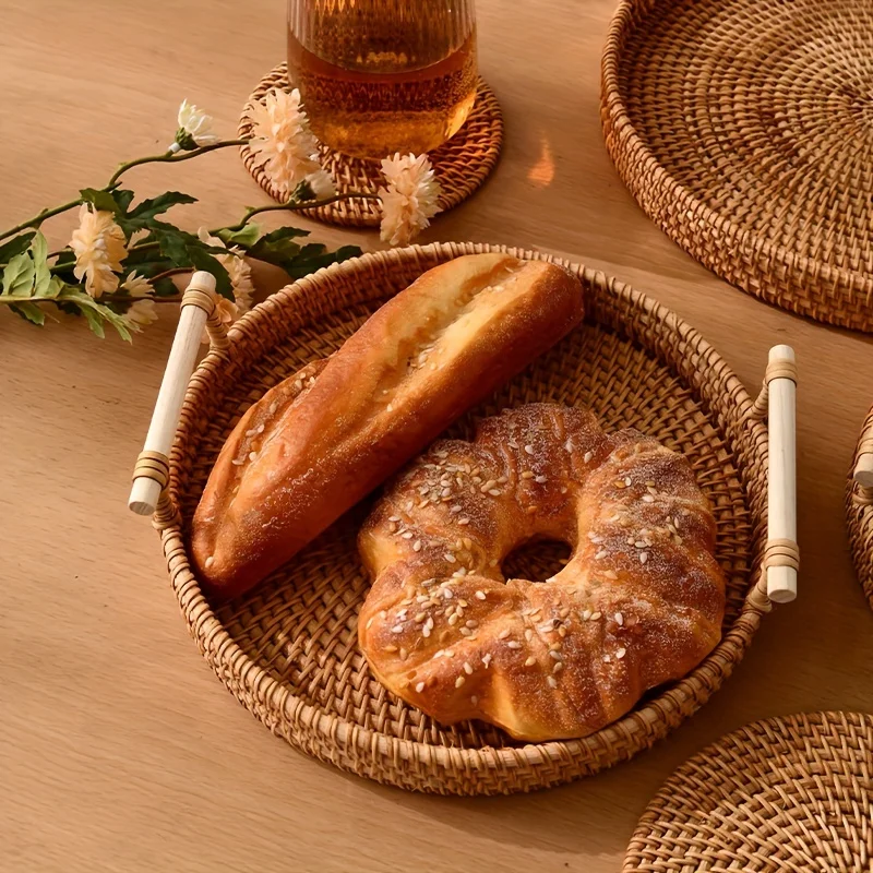 1 unidad: bandeja de servicio  - Rattan Tray Handle reseña y precio