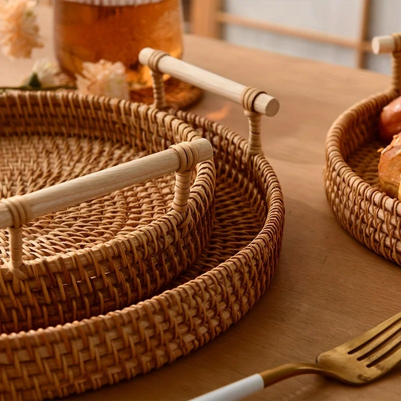 1 unidad: bandeja de servicio  - Rattan Tray Handle reseña y precio