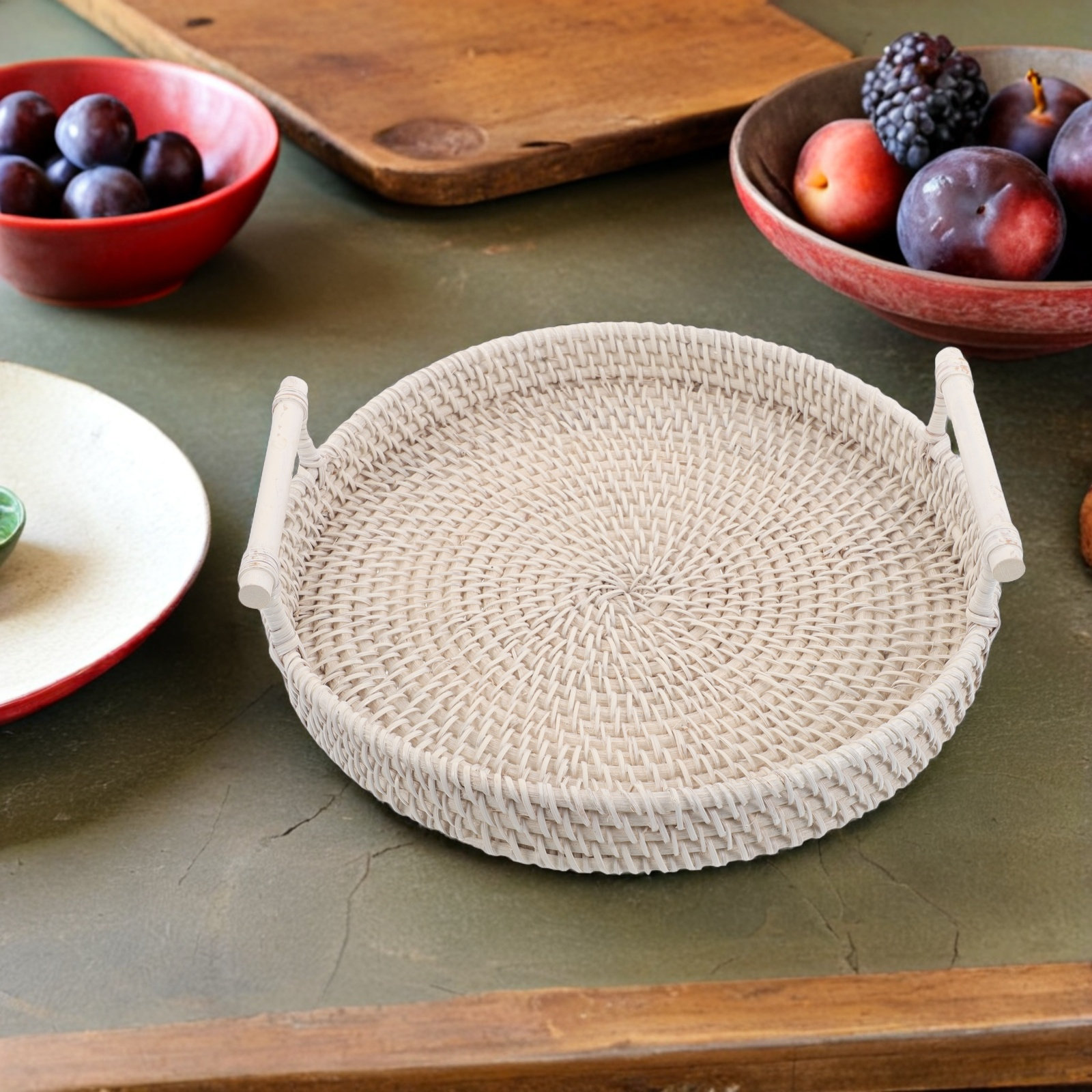 Bandeja Redonda de Ratán Tejid - Rattan Tray Handle reseña y precio