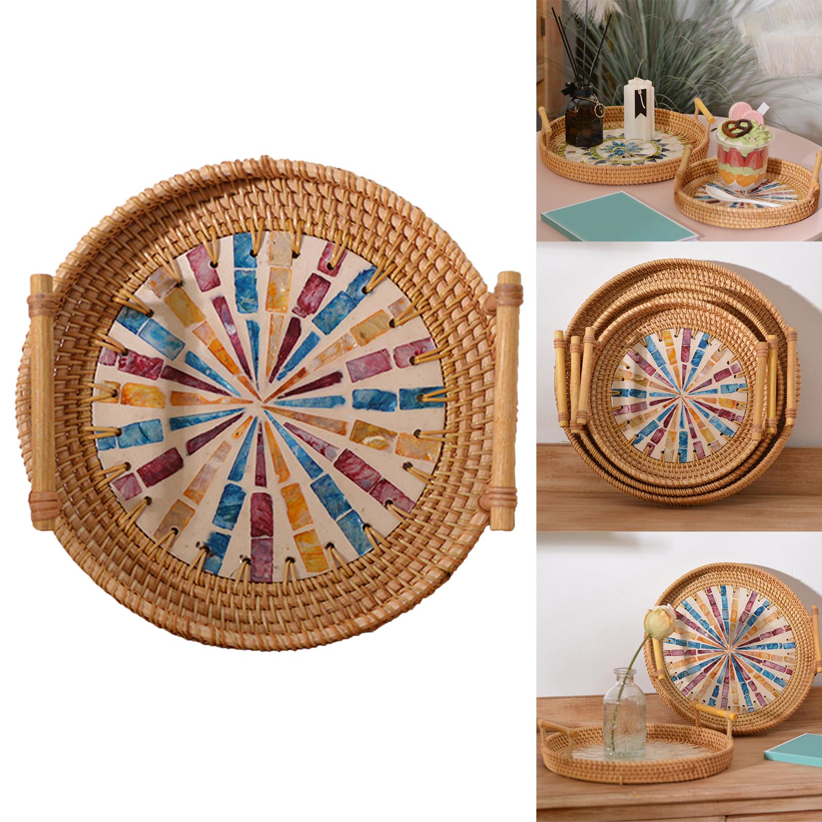 Cesta Redonda de Mimbre Tejida - Rattan Tray Handle reseña y precio