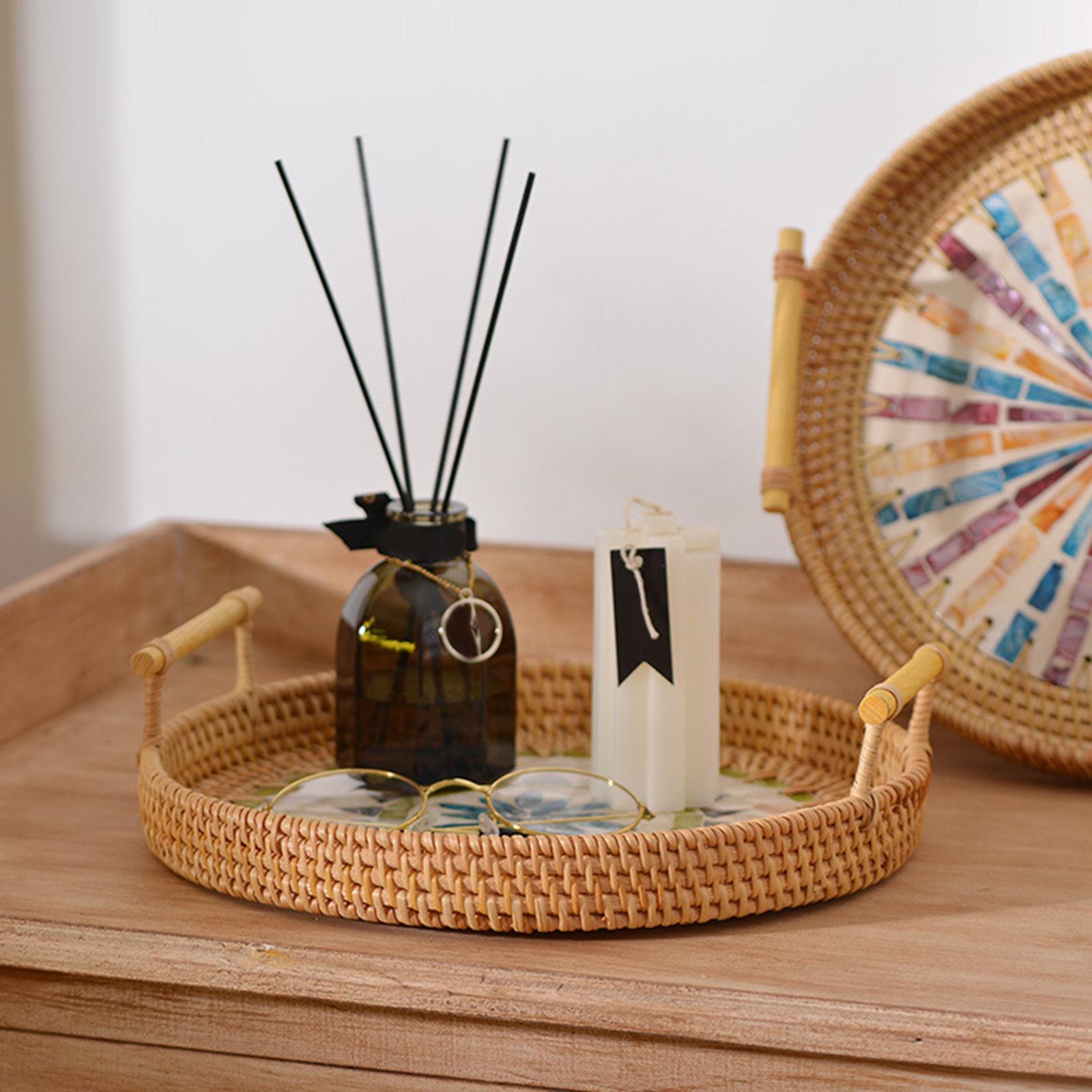 Cesta Redonda de Mimbre Tejida - Rattan Tray Handle reseña y precio